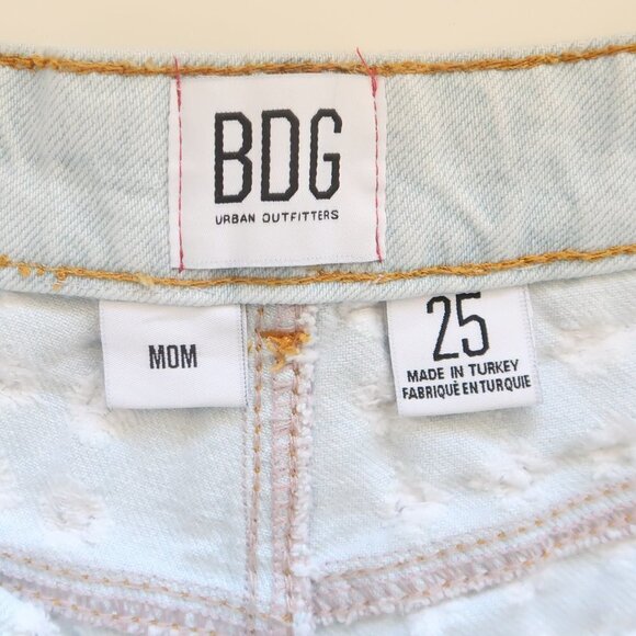 BDG Urban Outfitters Light Wash Distressed High Waist Mom Denim / Jean Sorts 25 - Picture 5 of 11